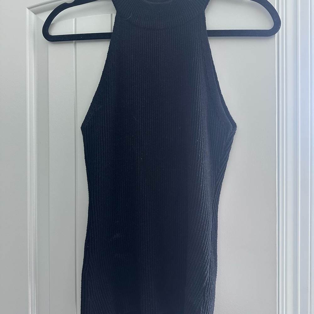 Vici Black Sleeveless Ribbed Turtleneck Top